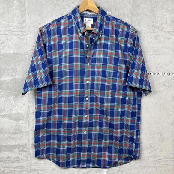 L.L. Bean Wrinkle Resistant Plaid Shirt Men Size M Traditional Fit 100% Cotton - Picture 2 of 9